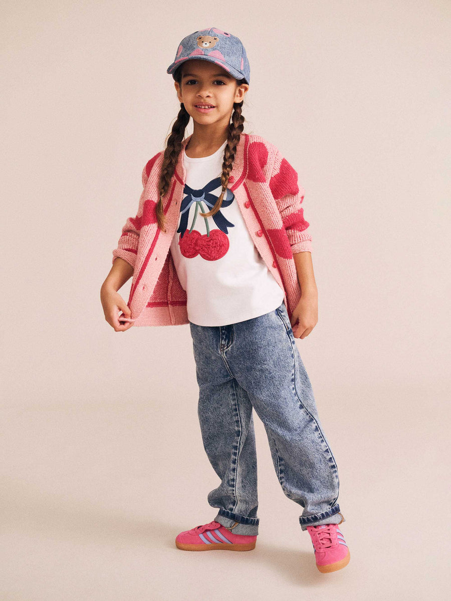 Huxbaby Girl Cherry Bow Frill Sleeve Tee