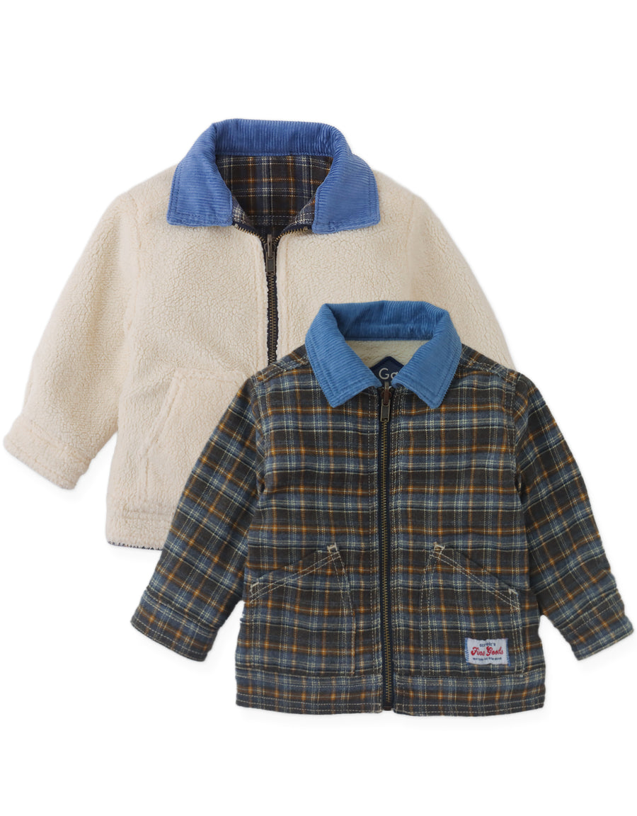 Gingersnaps Anthony Reversible Jacket in Plaid and Sherpa