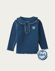 Gingersnaps Baby Geraldine Ribbled Tee with Collar Blue