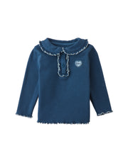 Gingersnaps Baby Geraldine Ribbled Tee with Collar Blue