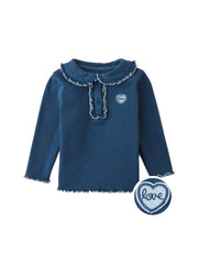 Gingersnaps Baby Geraldine Ribbled Tee with Collar Blue