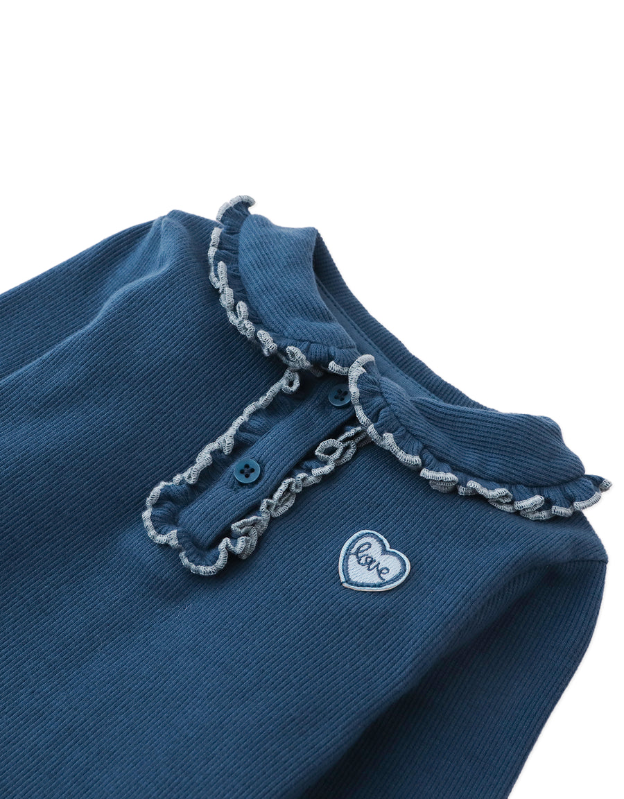Gingersnaps Baby Geraldine Ribbled Tee with Collar Blue