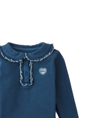 Gingersnaps Baby Geraldine Ribbled Tee with Collar Blue