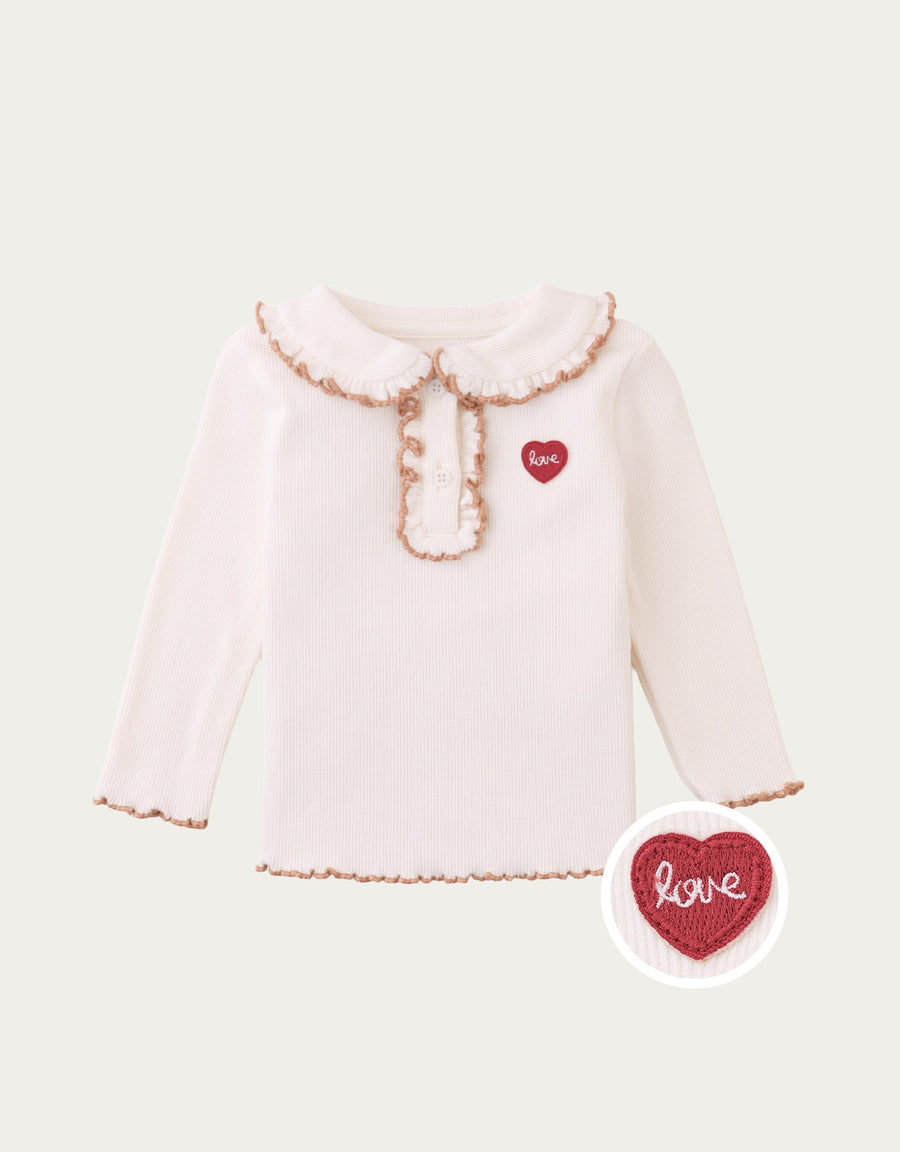 Gingersnaps Baby Geraldine Ribbled Tee with Collar Offwhite