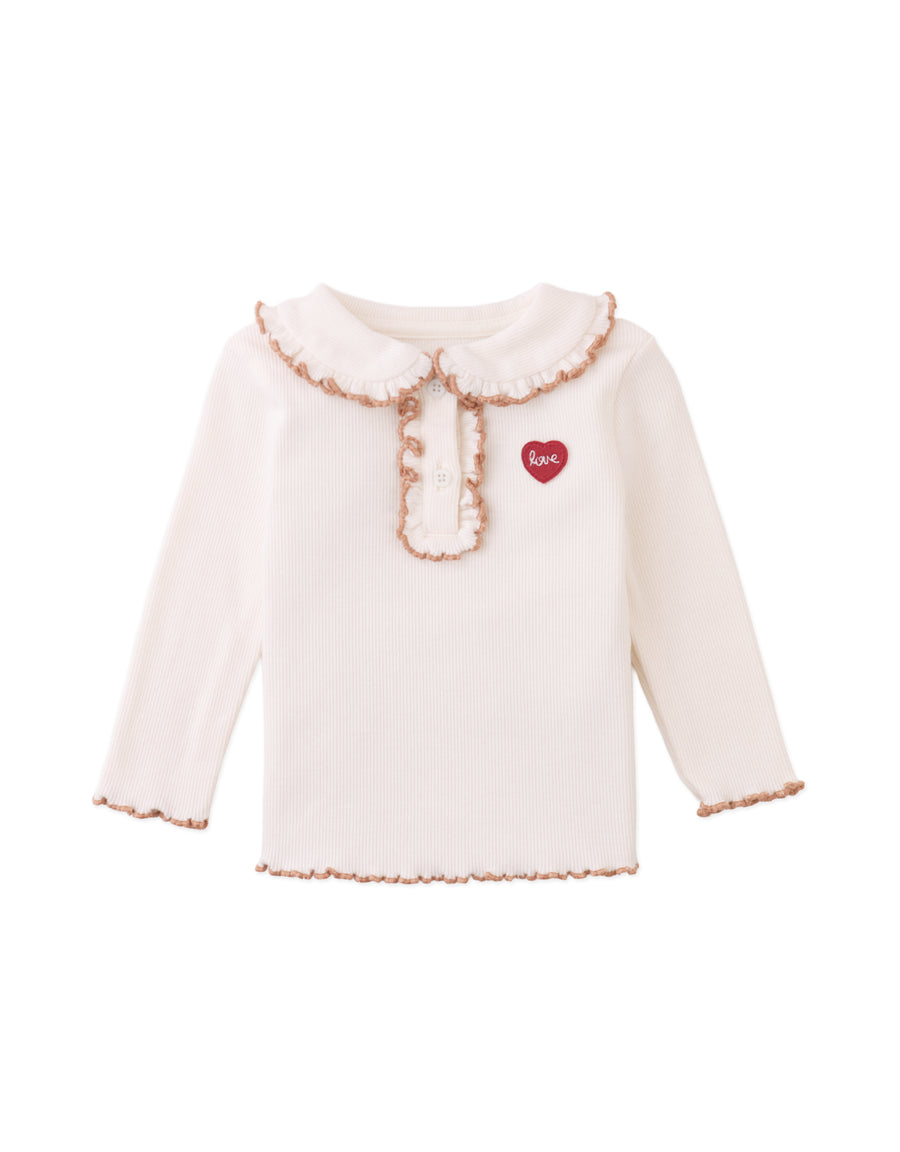 Gingersnaps Baby Geraldine Ribbled Tee with Collar Offwhite