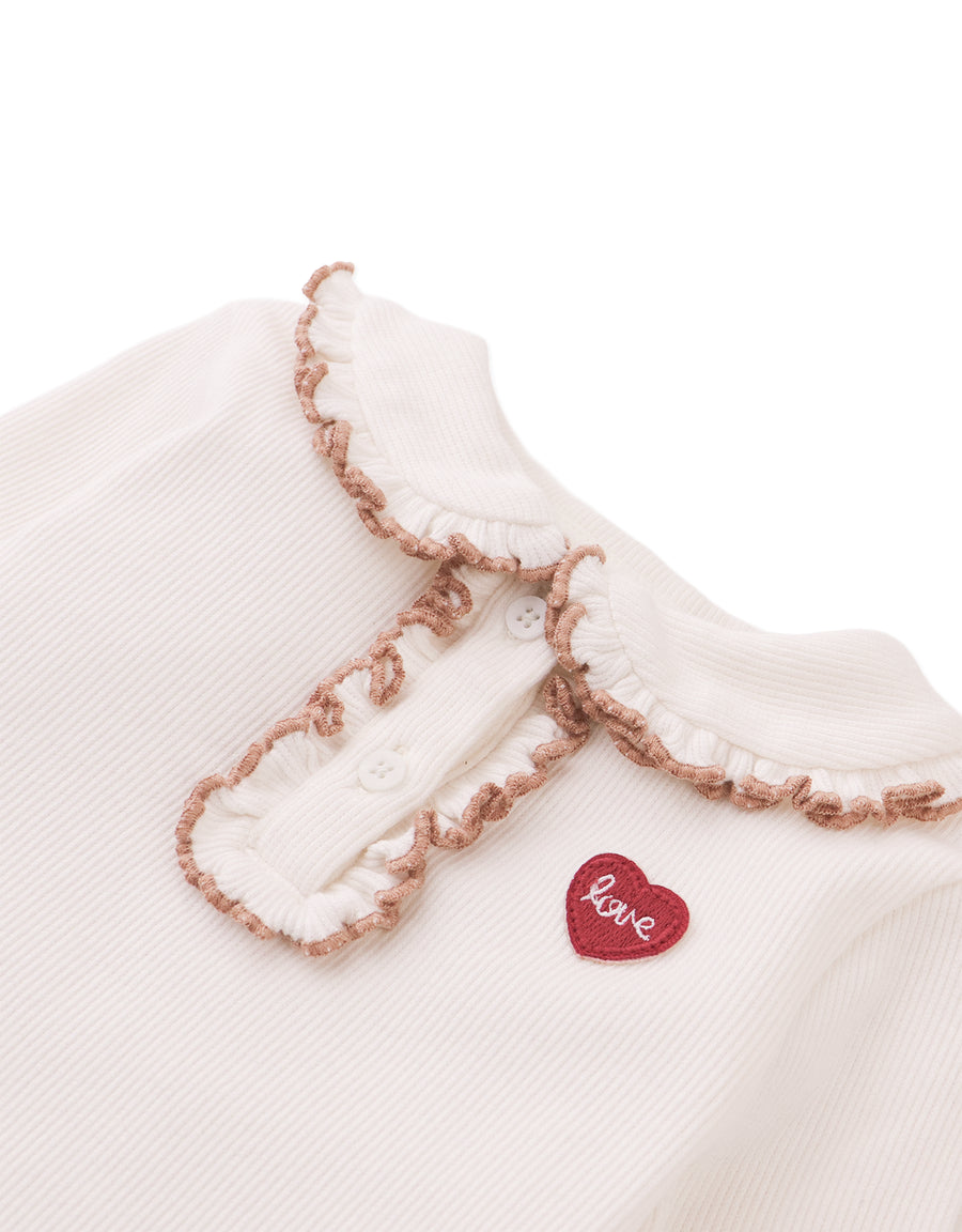 Gingersnaps Baby Geraldine Ribbled Tee with Collar Offwhite
