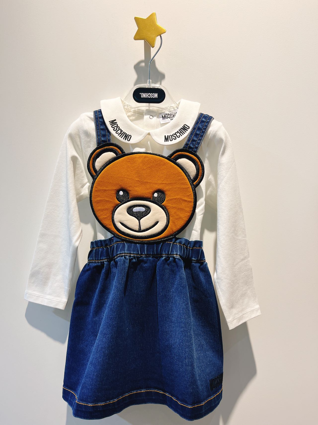 Moschino Baby Girls Teddy Bear T-Shirt And Dungaree Skirt Set