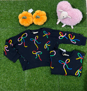 Stella McCartney Girls Black Cotton Embroidered Bow Sweatshirt