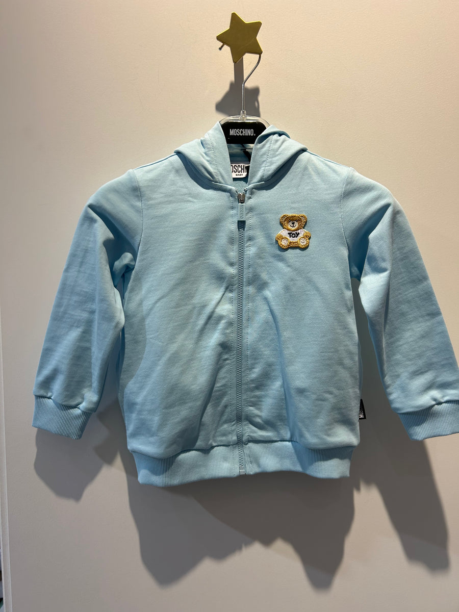 Moschino Baby Zip Up Bear Hooded Sweat Set with Bear Patch