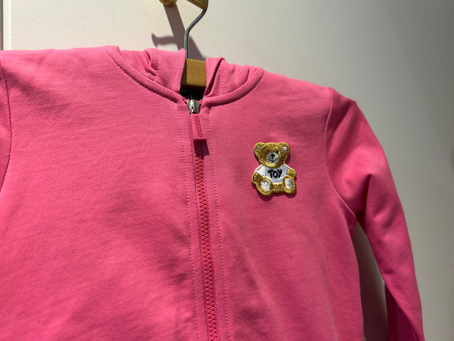 Moschino Baby Zip Up Bear Hooded Sweat Set with Bear Patch