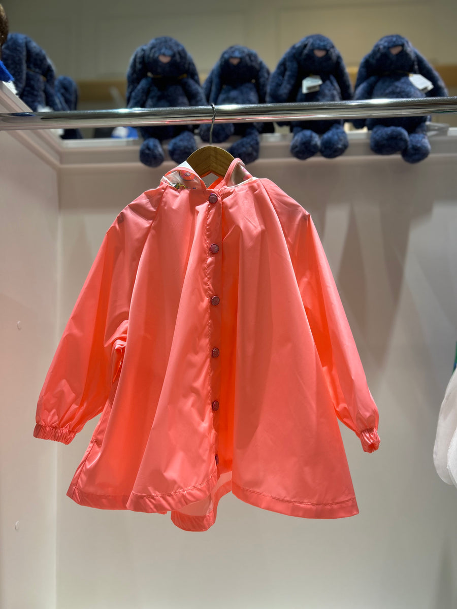 Billieblush Girls Coral Pink Raincoat with Printed Hood