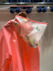 Billieblush Girls Coral Pink Raincoat with Printed Hood