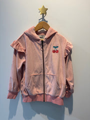 Huxbaby CHERRY EMB VELOUR ZIP HOODIE