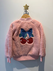 Huxbaby CHERRY BOW FURRY JACKET