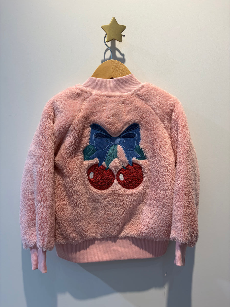 Huxbaby CHERRY BOW FURRY JACKET