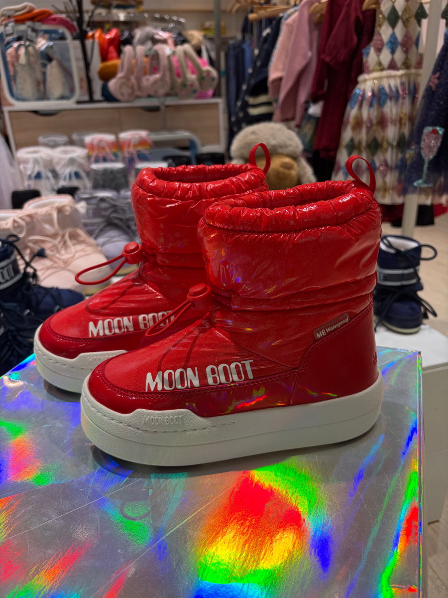 Moon Boot JUNIOR PARK TUBE MID GLITTER RED BOOTS