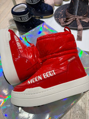 Moon Boot JUNIOR PARK TUBE MID GLITTER RED BOOTS