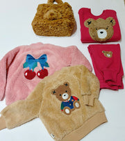 Huxbaby CHERRY BOW FURRY JACKET