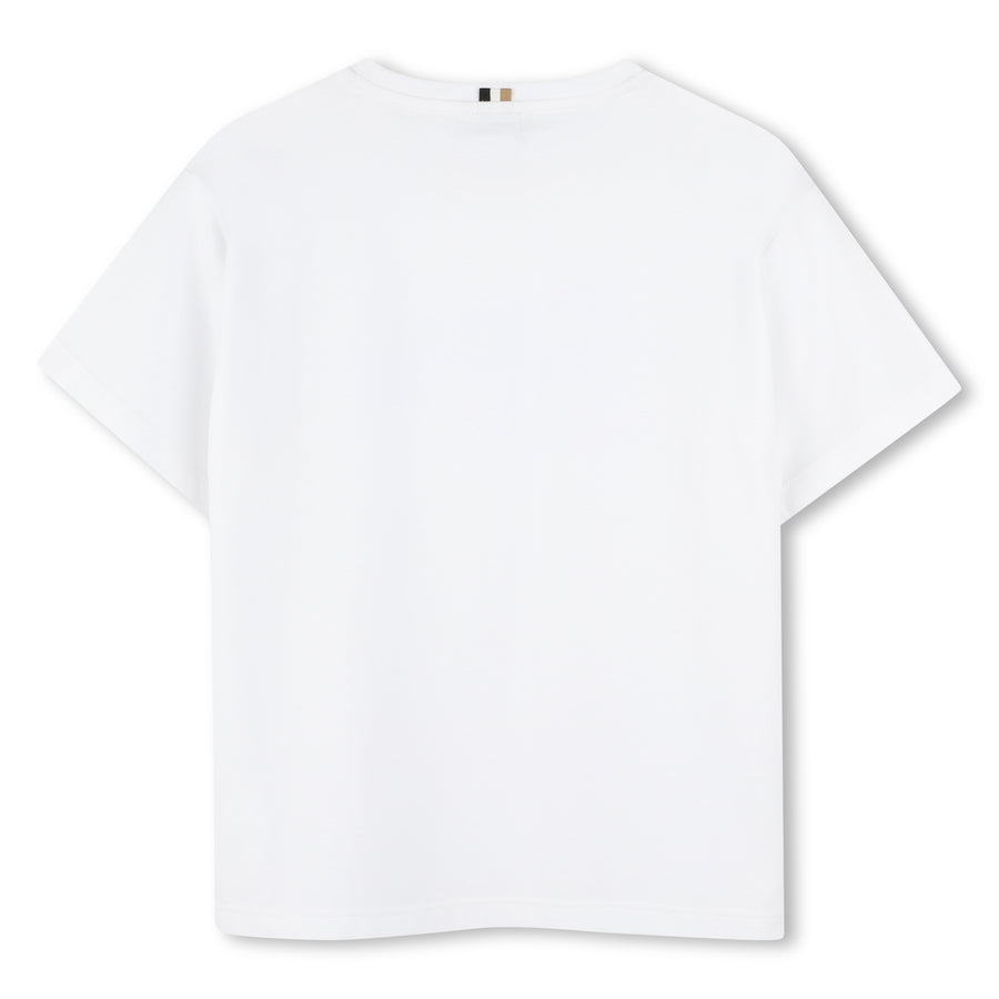 Boss Boys White & Blue Cotton Shorts Set