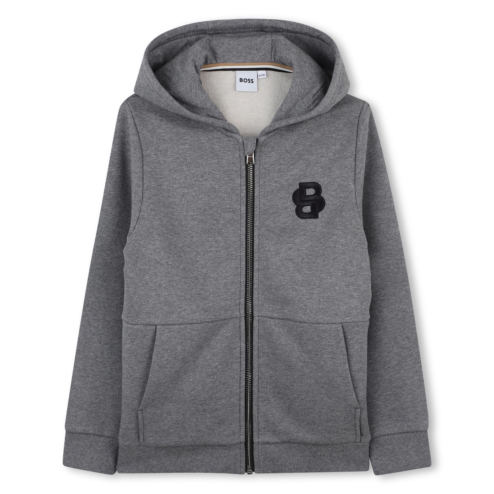Boss Boys Heather Grey Hooded Cardigan
