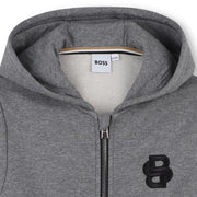 Boss Boys Heather Grey Hooded Cardigan
