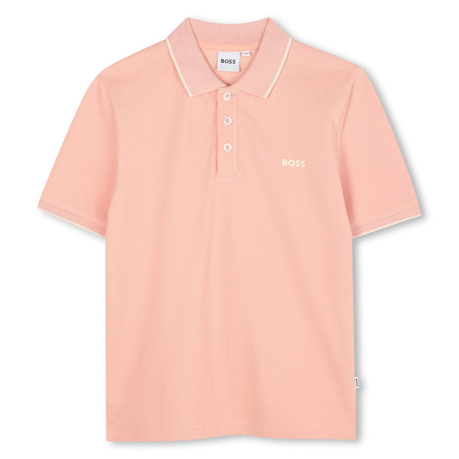 Boss Boys Blossom Pink SS Solid Color Polo