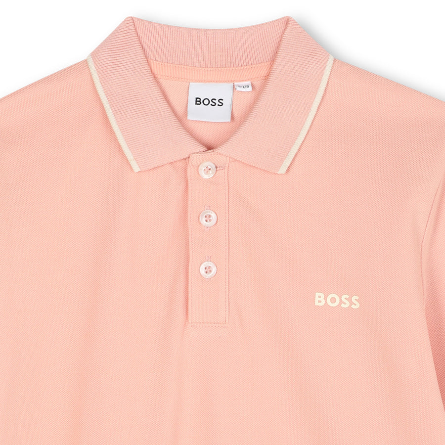 Boss Boys Blossom Pink SS Solid Color Polo