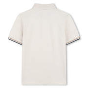 Boss Boy Cotton Elastane Pique Polo Shirt with Logo Sand