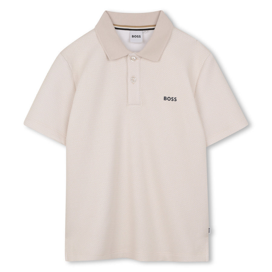 Boss Boys Double B Monogrammed Polo Shirt Sand