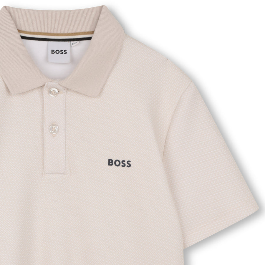 Boss Boys Double B Monogrammed Polo Shirt Sand