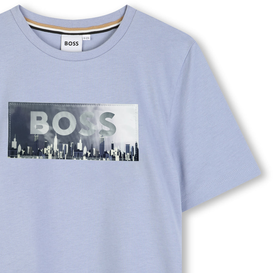 Boss Boy Short Sleeved Cotton Jersey Tshirt Medium Grey