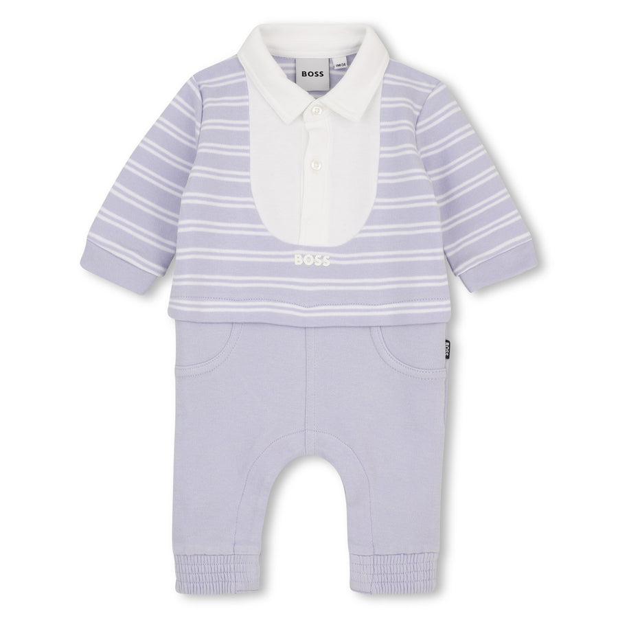 Boss LS Striped 2in1 Coverall with Polo Collar