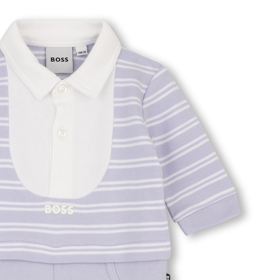 Boss LS Striped 2in1 Coverall with Polo Collar