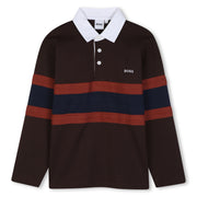 Boss LS Jersey Polo with Bold Stripes Across the Middle