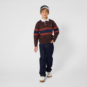 Boss LS Jersey Polo with Bold Stripes Across the Middle