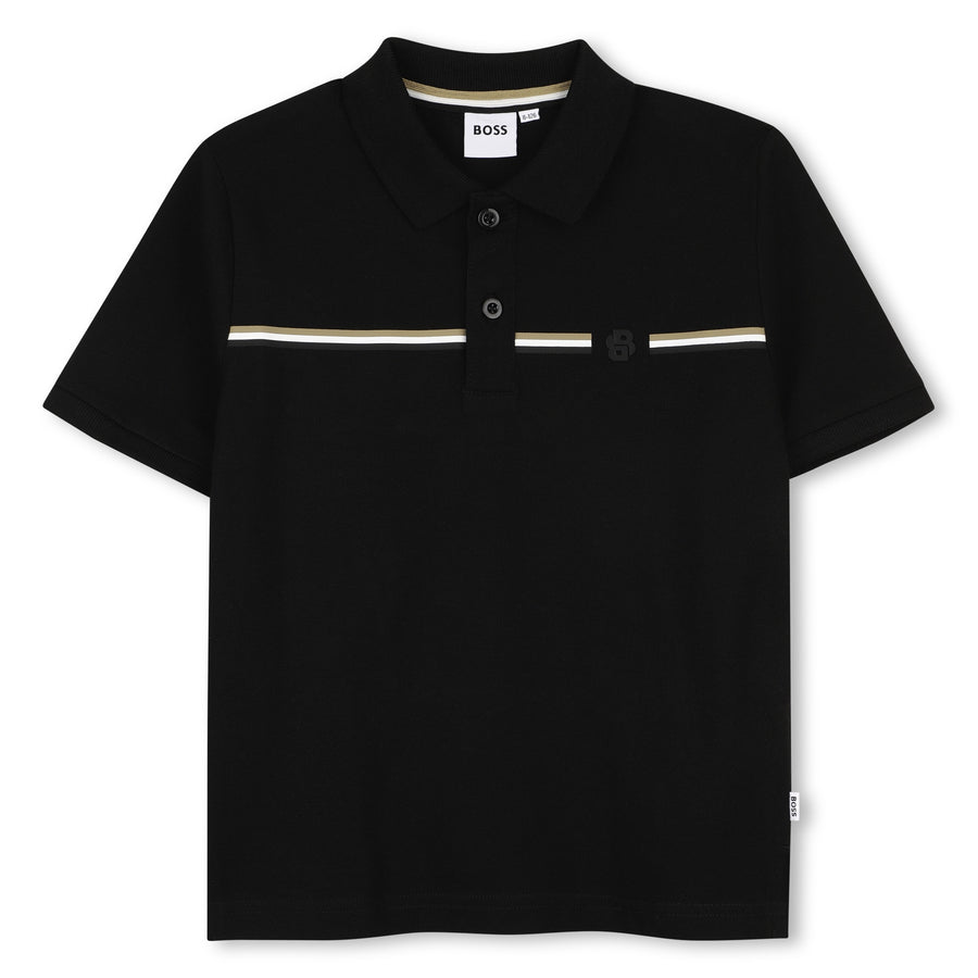 Boss Pique Polo with Stipe Across with Double B