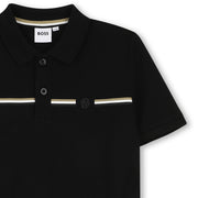 Boss Pique Polo with Stipe Across with Double B