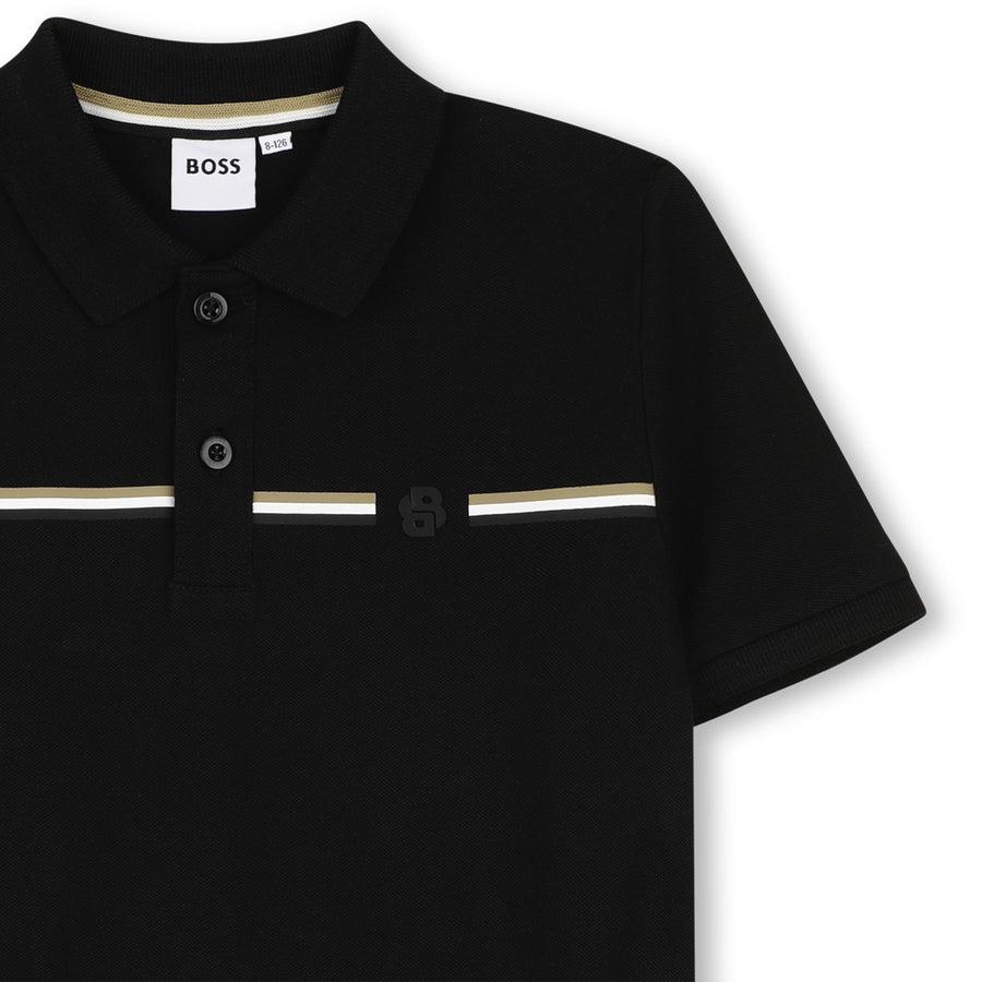Boss Pique Polo with Stipe Across with Double B