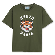 Kenzo Khaki Tshirt in Jersey with Logo