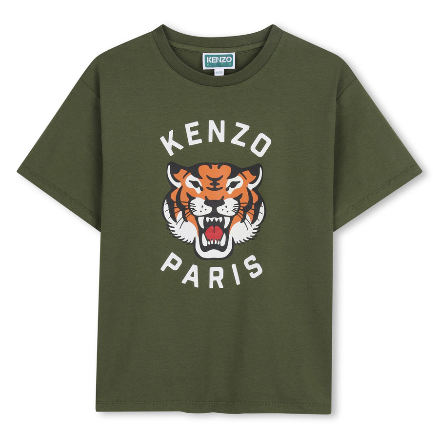 Kenzo Khaki Tshirt in Jersey with Logo
