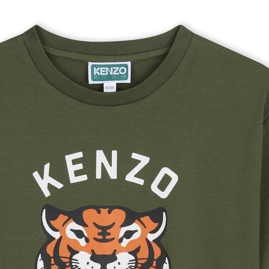 Kenzo Khaki Tshirt in Jersey with Logo