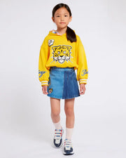 Kenzo Girls Blue Denim Pleated Skort