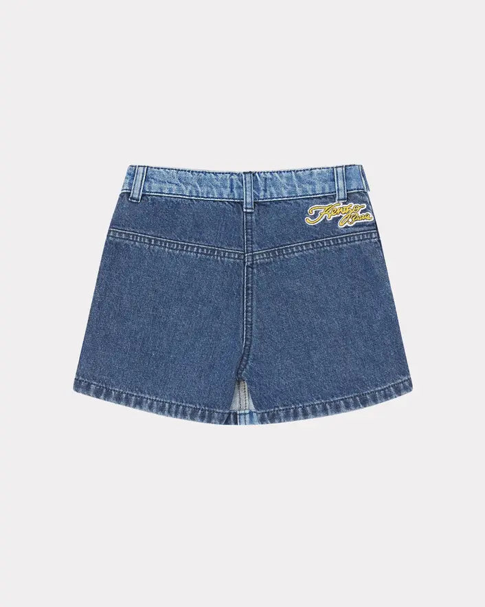 Kenzo Girls Blue Denim Pleated Skort