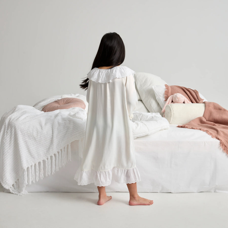 La Mimiland Mi Ruffle Lounge Dress Pearl White