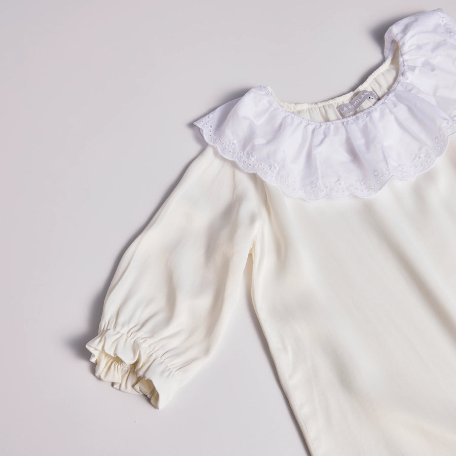 La Mimiland Mi Ruffle Lounge Dress Pearl White