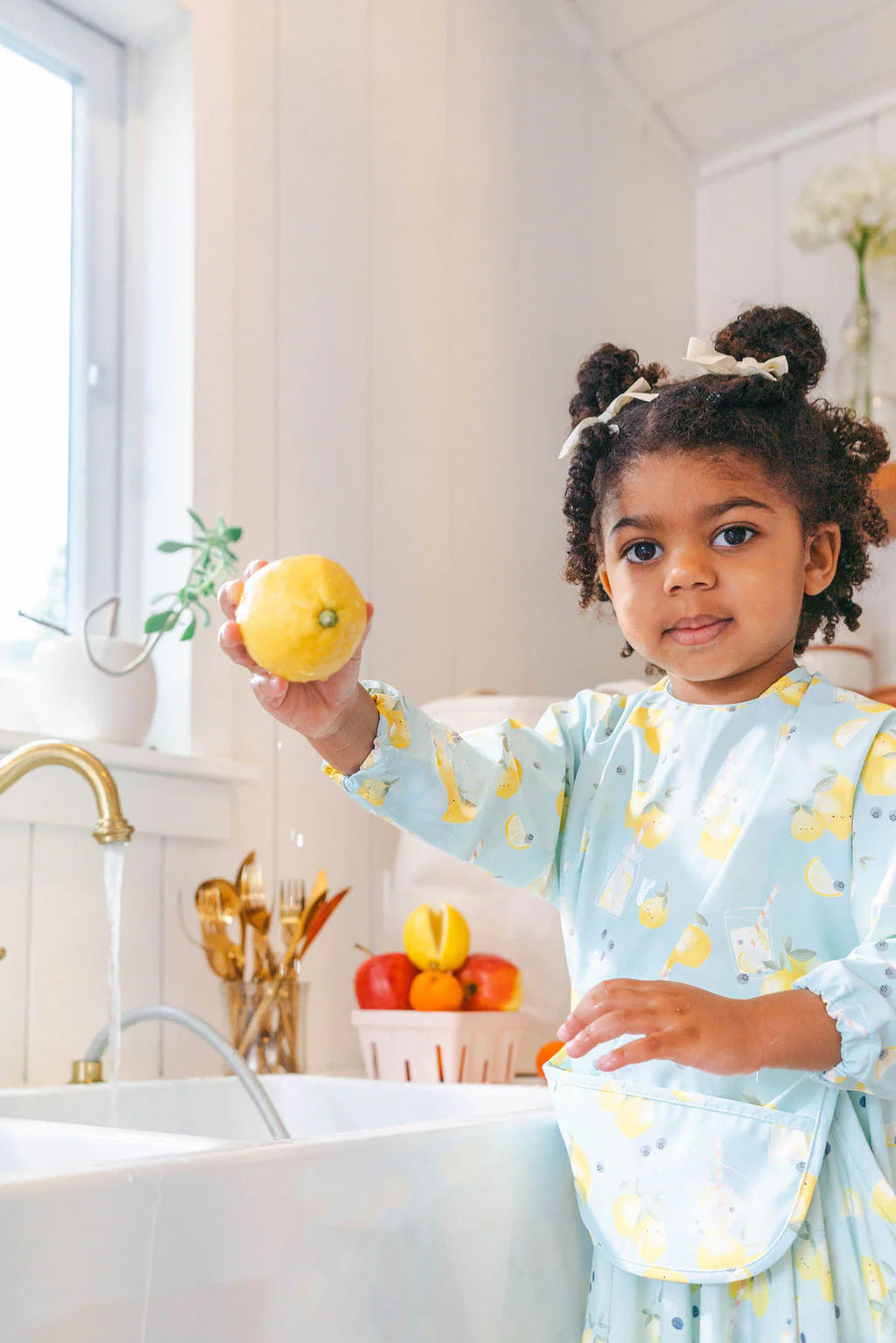 Loulou Lollipop Long Sleeve Bib - Lemon Squeezy