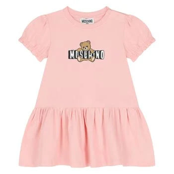 Moschino Baby Girls Cotton Jersey Teddy  Bear Logo Dress