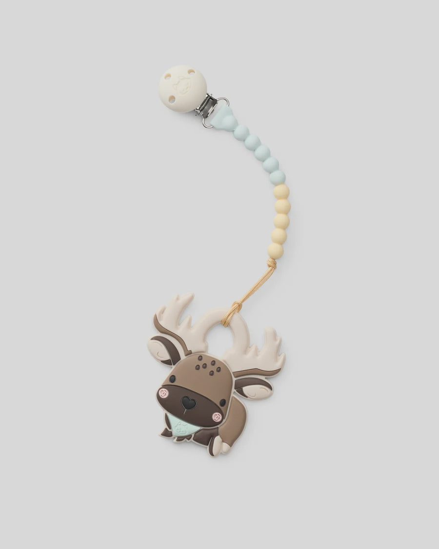 Loulou Lollipop Silicone Clip Teether Set -Moose