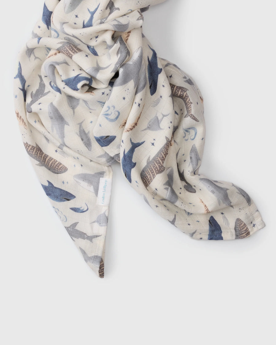 Loulou Lollipop Muslin Swaddle - Sharks