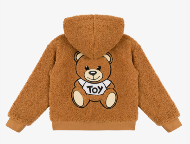 Moschino Kids Hooded Zip Up Fuzzy Sweatshirt